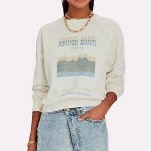 Anine Bing- Ivory Graphic Crew Neck Longsleeve Sweatshirt
